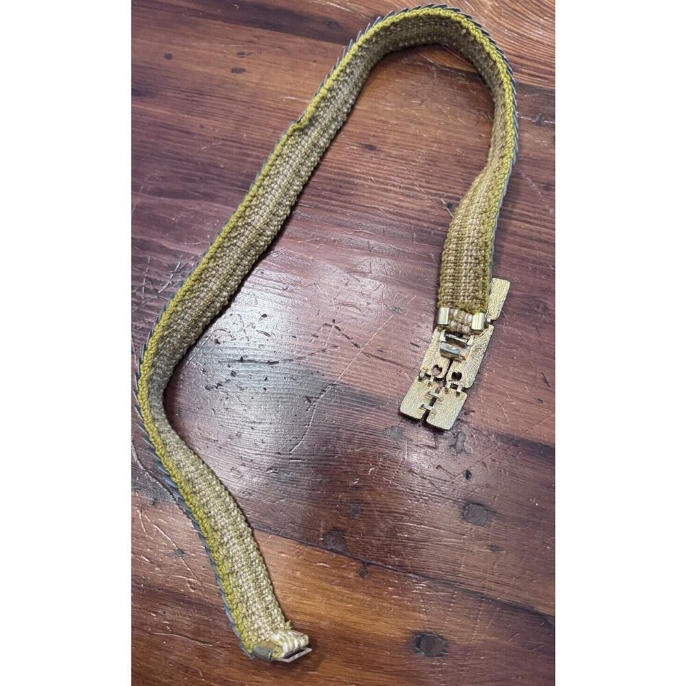 Vintage Art Deco Gold Metallic Fish Scale Elastic Glam Stretchy Belt - Picture 9 of 10